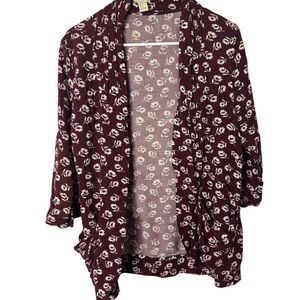 Forever 21 Maroon Floral Print Cardigan